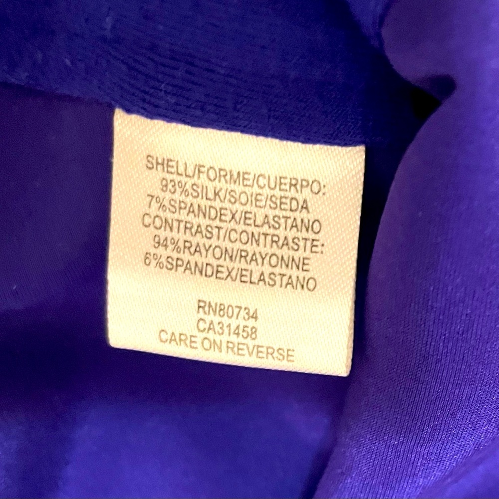 BCBGMAXAZRIA SILK PURPLE BUTTON BLOUSE CAP SLEEVE SIZE M ๐๐๐ EUC - Picture 9 of 13